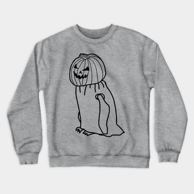 Minimal Penguin Wearing Halloween Costume Outline Crewneck Sweatshirt by ellenhenryart